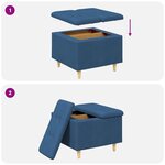 vidaXL Pouf de rangement avec coussin Bleu 60 x 60 x 45 cm tissu