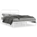 vidaXL Cadre de lit métal sans matelas et tête de lit blanc 140x190 cm