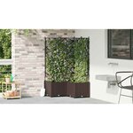 vidaXL Bac à fleurs avec Treillis 3 Pièces Marron 80 x 80 x 143 cm PP