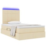 vidaXL Lit de rangement LED avec matelas Crème 120 x 190 cm Tissu