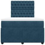vidaXL Sommier à lattes de lit et matelas Bleu foncé 120x200cm Velours