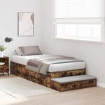 vidaXL Cadre de lit de rangement Chêne fumé 75x190 cm