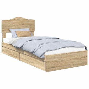 vidaXL Lit de Rangement Chêne Sonoma 100 x 200 cm Bois d'ingénierie