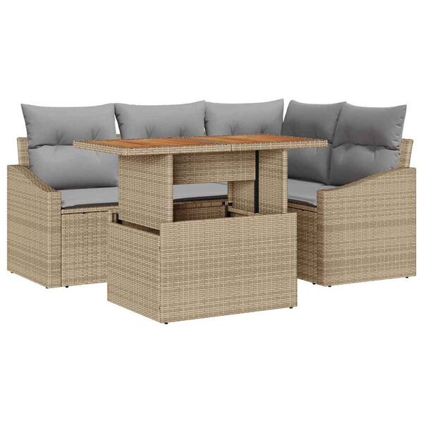 vidaXL Ensemble de salle à manger pour jardin 5 Pièces Beige et gris