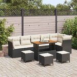 vidaXL Ensemble de canapé de jardin avec coussin 10 Pièces Noir et crème
