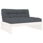 vidaXL Salon de jardin 5 Pièces avec coussins blanc bois massif
