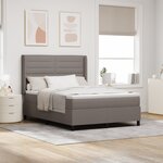 Lit Box Spring vidaXL avec Matelas et LED Taupe 160x200 cm Tissu