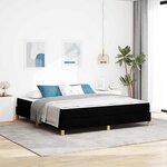 vidaXL Lit à ressorts Noir  Marron 180 x 200 cm Tissu  Bois Engineered
