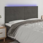 vidaXL Tête de lit à LED Gris foncé 160x5x118/128 cm Velours