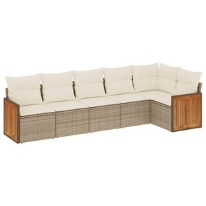 vidaXL Salon de jardin avec coussins 6 Pièces beige résine tressée