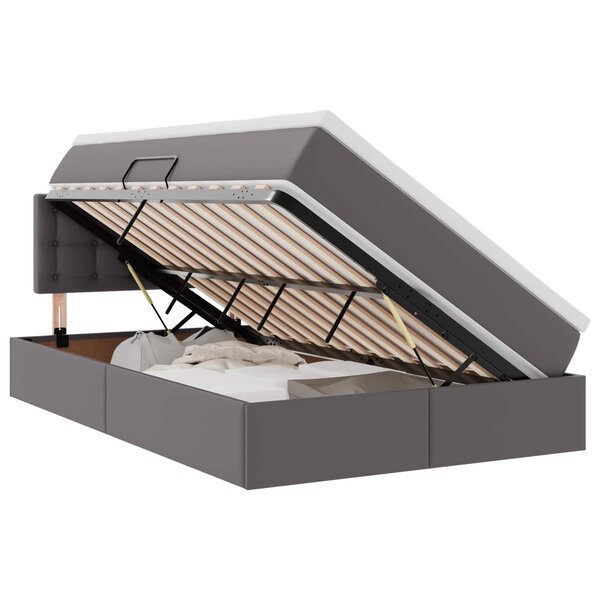 vidaXL Lit avec rangement et matelas Gris 120 x 200 cm Simili cuir