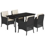 vidaXL Ensemble à manger de jardin coussins 5Pièces Noir Résine tressée
