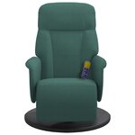 vidaXL Fauteuil inclinable de massage repose-pied vert foncé velours