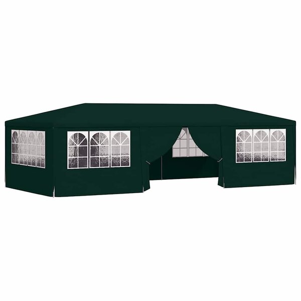 vidaXL Tente de réception avec parois latérales 4x9 m Vert 90 g/m²