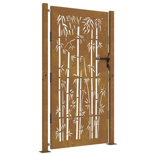 vidaXL Portail de jardin 105x205 cm acier corten design de bambou