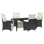 vidaXL Ensemble de jardin 5 pièces avec coussins en poly rotin noir