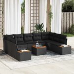 vidaXL Ensemble de canapé de jardin avec coussin 5 Pièces Noir Polyrotin