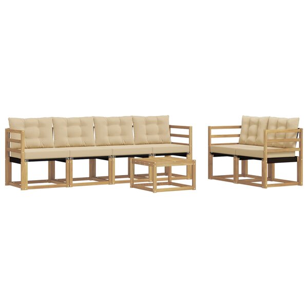 vidaXL Ensemble de canapés d'extérieur 7 pc Blanc et Beige