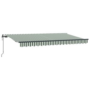 vidaXL Auvent Rétractable Vert et blanc 4 x 2 m Polyester et Aluminium