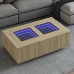 vidaXL Table basse avec LED infini chêne sonoma 116x69x40 cm