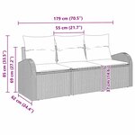 vidaXL Ensemble de canapé de jardin avec coussin 3 Pièces Noir Poly rotin