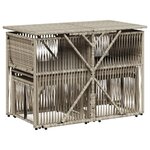 vidaXL Ensemble à manger de jardin et coussins 7 Pièces gris clair rotin