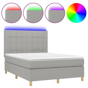 vidaXL Sommier à lattes de lit et matelas et LED Gris clair 140x200 cm
