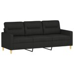 vidaXL Canapé 3 places avec oreillers décoratifs noir 180 cm tissu