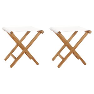 vidaXL Chaises pliables 2 Pièces Bois de teck solide et tissu Blanc crème