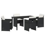 vidaXL Ensemble de salle à manger de jardin 5 pièces avec coussins en poly rattan noir