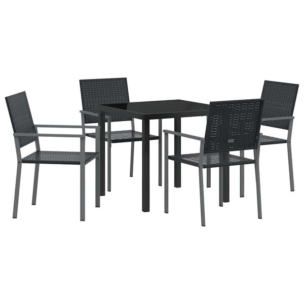 vidaXL Ensemble de salle à manger pour jardin 5 Pièces Noir Rotin PE