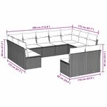 vidaXL Salon de jardin 11 Pièces avec coussins gris clair résine tressée