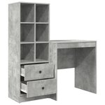 vidaXL Bureau avec Rangement Gris Béton Bois d'Ingénierie