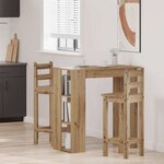 vidaXL Table de bar avec étagère chêne artisanal bois d'ingénierie