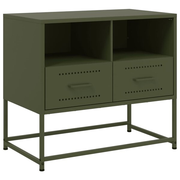vidaXL Meuble TV vert olive 68x39x60 5 cm acier