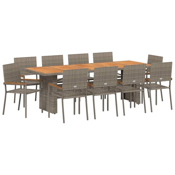 vidaXL Ensemble de salle à manger pour jardin 11 Pièces Gris polyrotin