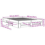 vidaXL Cadre de lit sans matelas gris béton 140x200 cm bois ingénierie