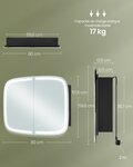 Miroir salle de bain avec éclairage armoire de toilette avec 2 prises ac 2 prises usb 2 étagères réglables coins arrondis 12_0006611