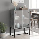 vidaXL Armoire latérale avec portes en verre gris béton 69x37x100 cm