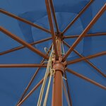 vidaXL Parasol de jardin avec mât en bois bleu azuré 300x300x273 cm