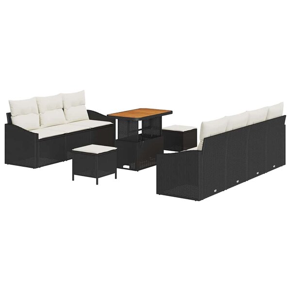 vidaXL Ensemble de canapé de jardin 10 Pièces Noir Poly rotin