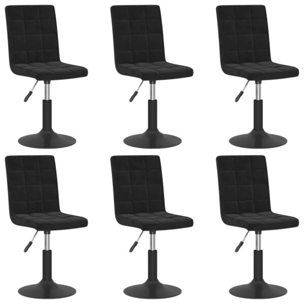 vidaXL Chaises pivotantes à manger lot de 6 noir velours