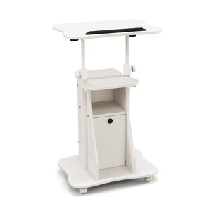 Bureau assis-debout réglable 55 x 40 x 68-114 cm ergonomique avec roulettes et rangement moderne en bois d'ingénierie blanc 20_0010891