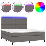 vidaXL Sommier à lattes de lit avec matelas et LED Gris 180x200 cm