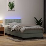 vidaXL Sommier à lattes de lit et matelas et LED gris clair 80x210 cm velours