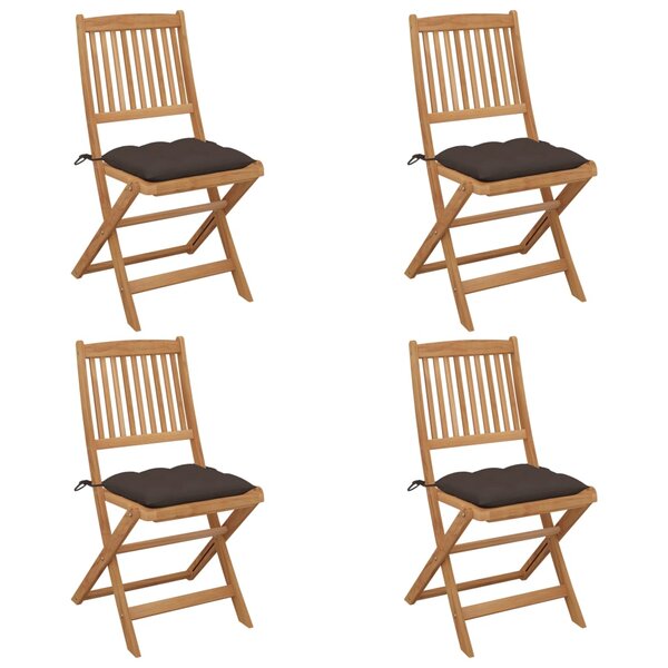 vidaXL Chaises pliables de jardin lot de 4 avec coussins Bois d'acacia