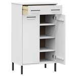 vidaXL Étagère à chaussures et pieds en métal Blanc Bois de pin OSLO