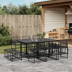 vidaXL Ensemble à manger de jardin 11 Pièces noir résine tressée