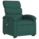 vidaXL Fauteuil inclinable de massage Vert foncé Tissu