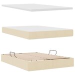 vidaXL Lit de rangement LED avec matelas Crème 140 x 190 cm Tissu